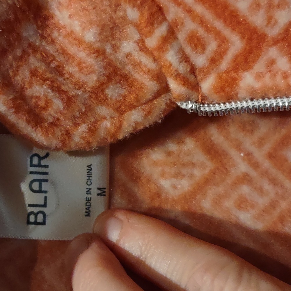 Fleece Vest, Blair Orange Dark Geometric Vest - Picture 4 of 6